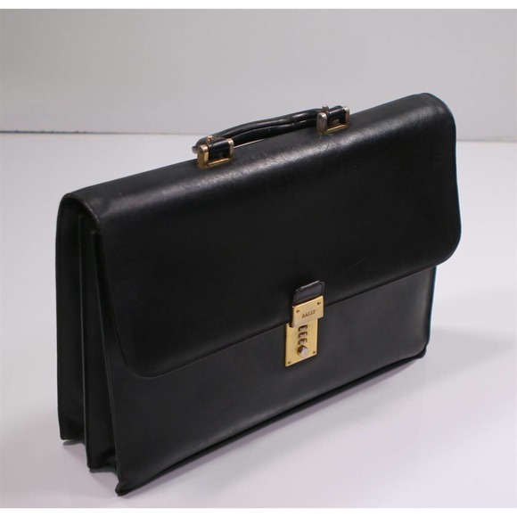 Bally Black Leather Combination Briefcase Attache